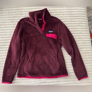 Patagonia Maroon Fleece Jacket with Pink Trim